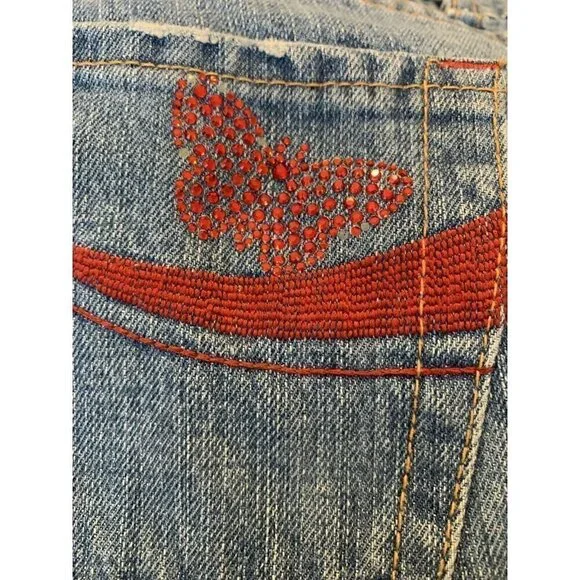 Women's Coca-Cola Jean’s Size 10 Vintage. Bedazzled pocket and pant leg - Picture 5 of 9